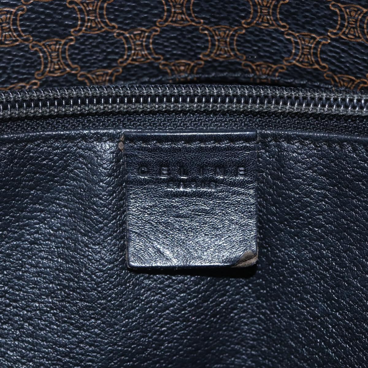 CELINE Macadam Canvas Tote Bag PVC Leather Black Gold Auth 151043