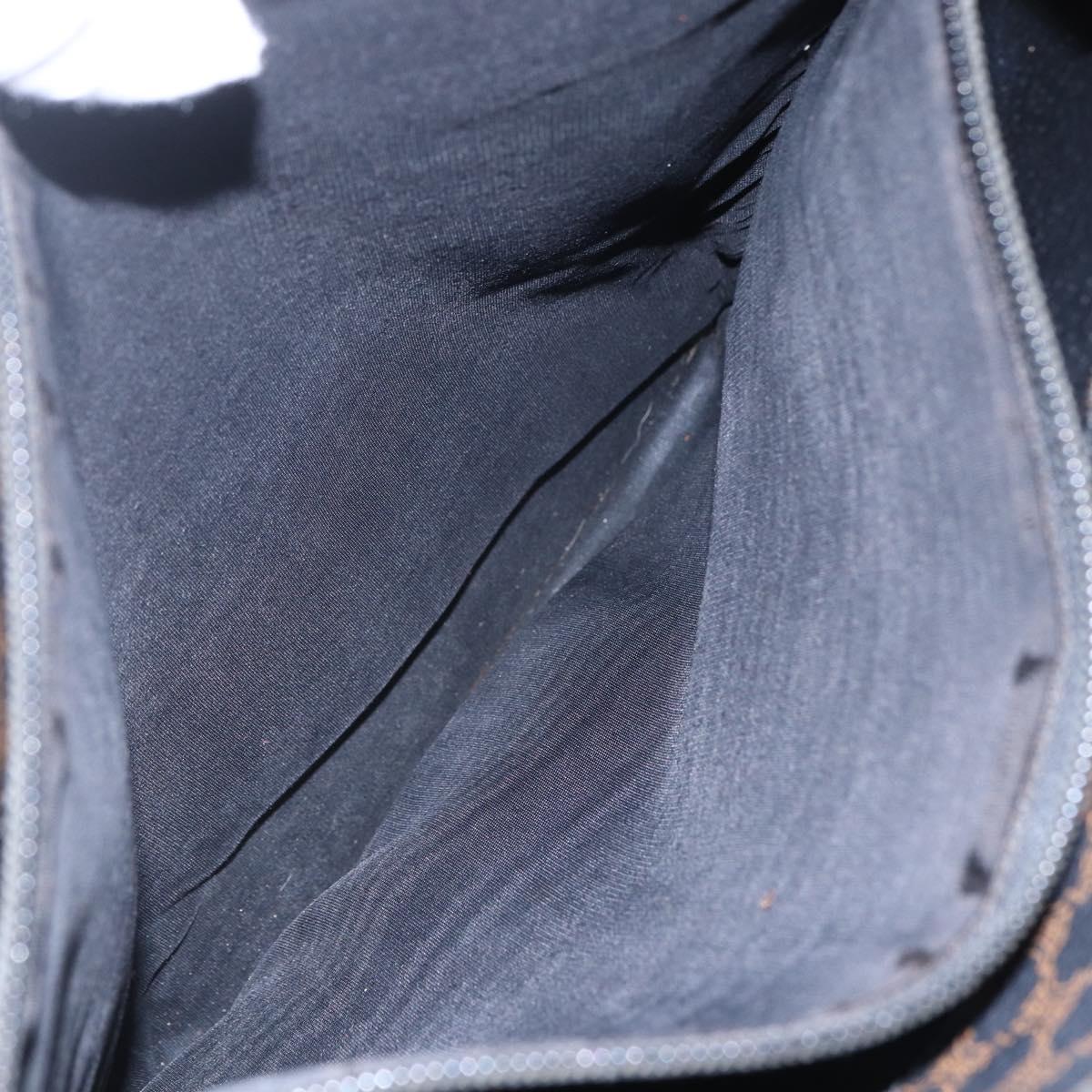 CELINE Macadam Canvas Tote Bag PVC Leather Black Gold Auth 151043