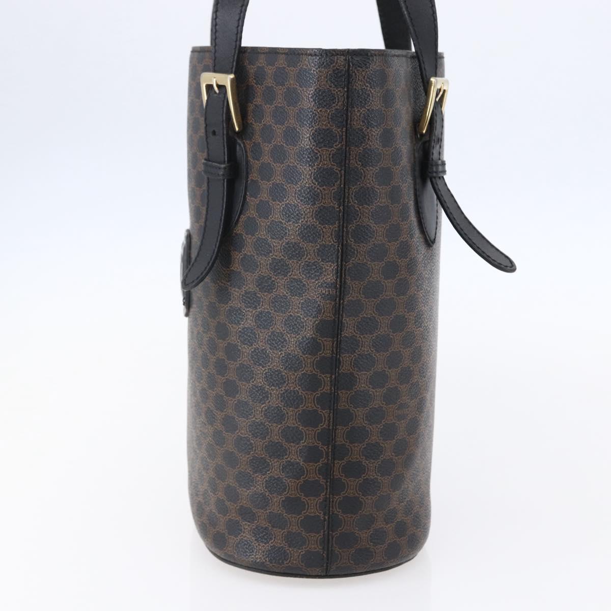 CELINE Macadam Canvas Tote Bag PVC Leather Black Gold Auth 151043