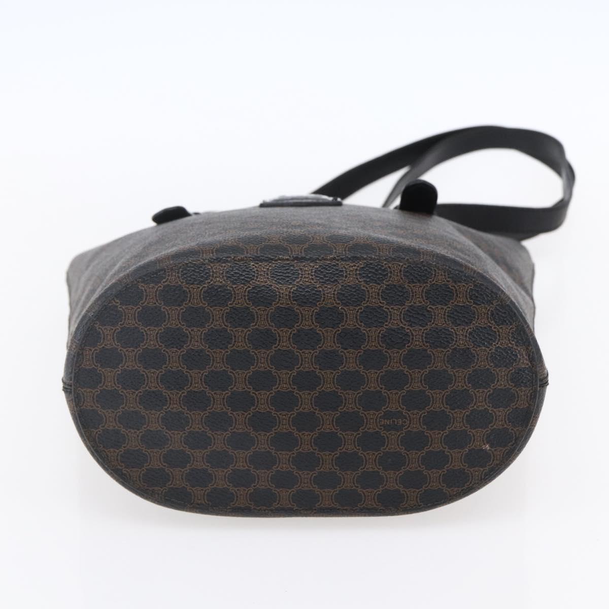 CELINE Macadam Canvas Tote Bag PVC Leather Black Gold Auth 151043