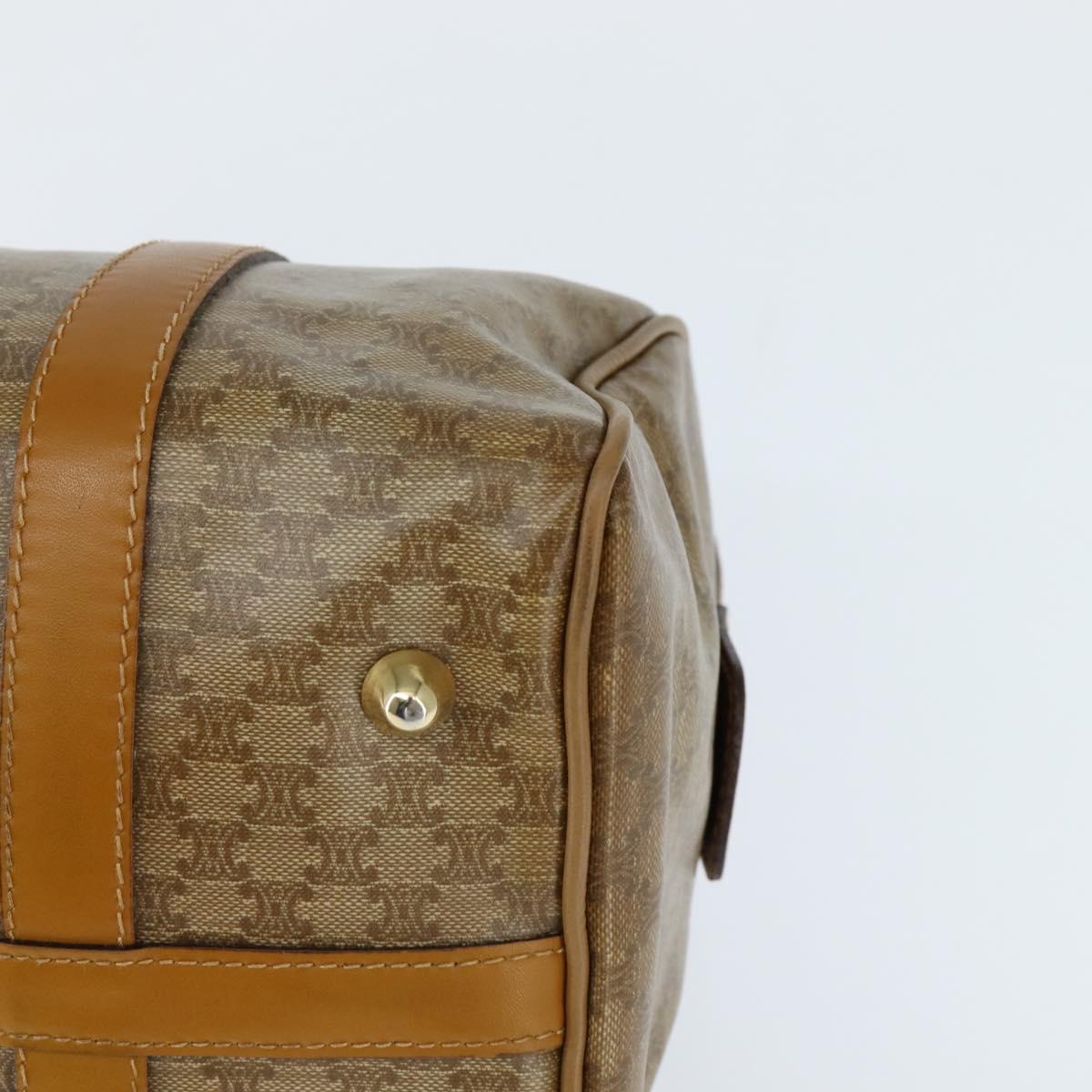 CELINE Macadam Canvas Boston Bag PVC Beige Gold Auth 151045