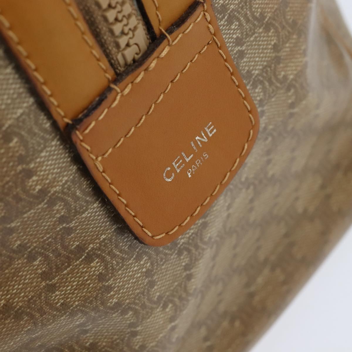 CELINE Macadam Canvas Boston Bag PVC Beige Gold Auth 151045