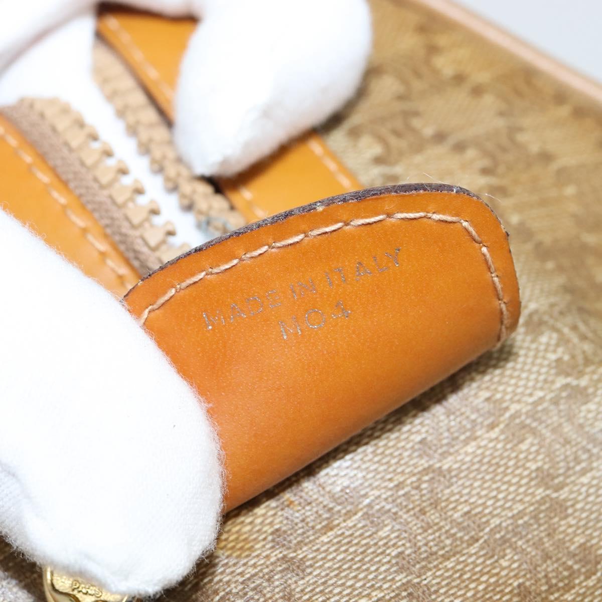 CELINE Macadam Canvas Boston Bag PVC Beige Gold Auth 151045