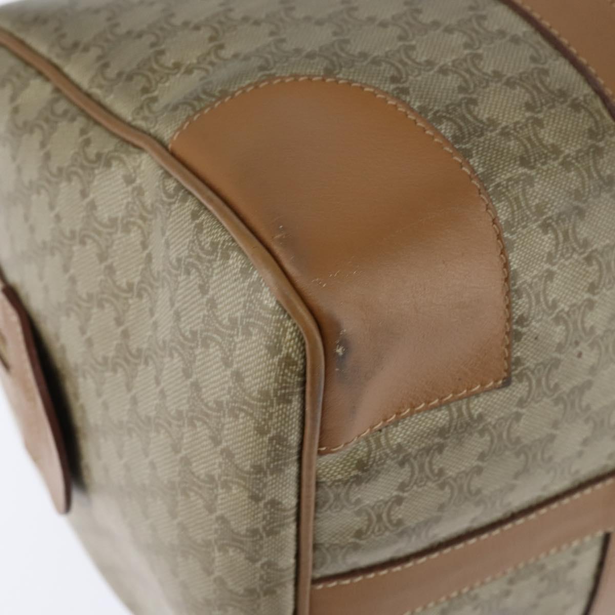 CELINE Macadam Canvas Boston Bag PVC Beige Gold Auth 151046