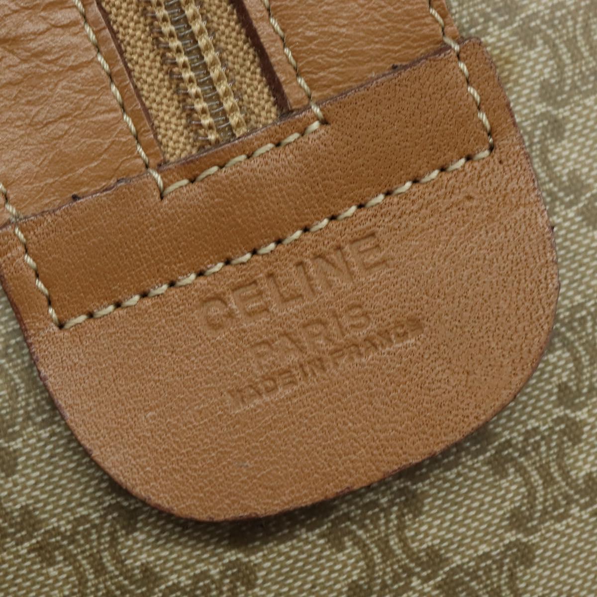 CELINE Macadam Canvas Boston Bag PVC Beige Gold Auth 151046