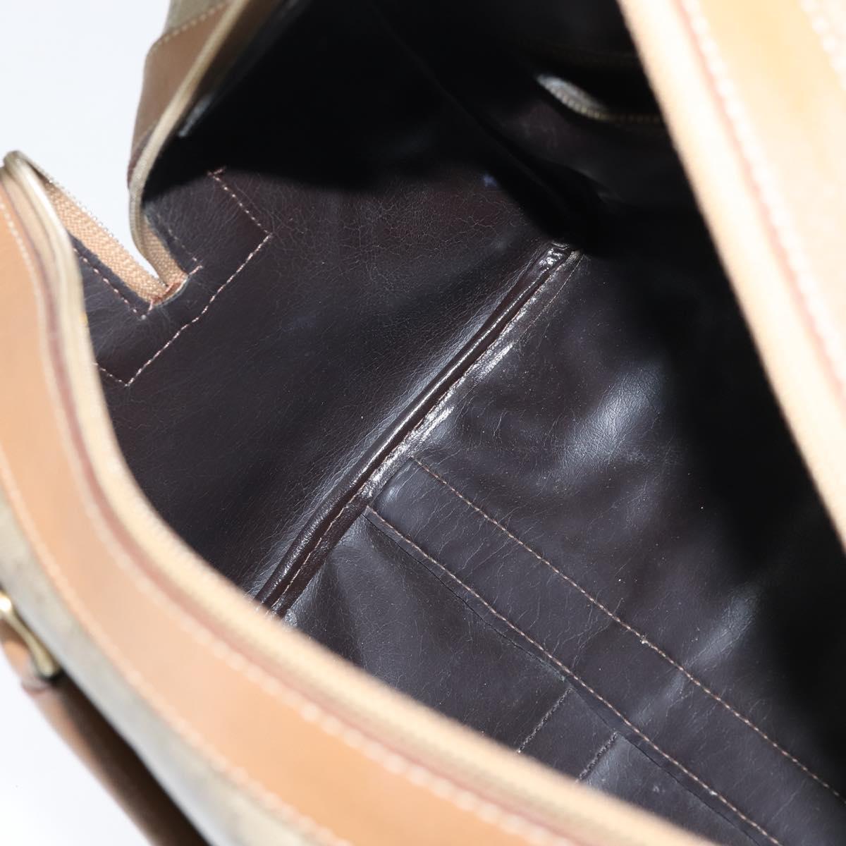 CELINE Macadam Canvas Boston Bag PVC Beige Gold Auth 151046