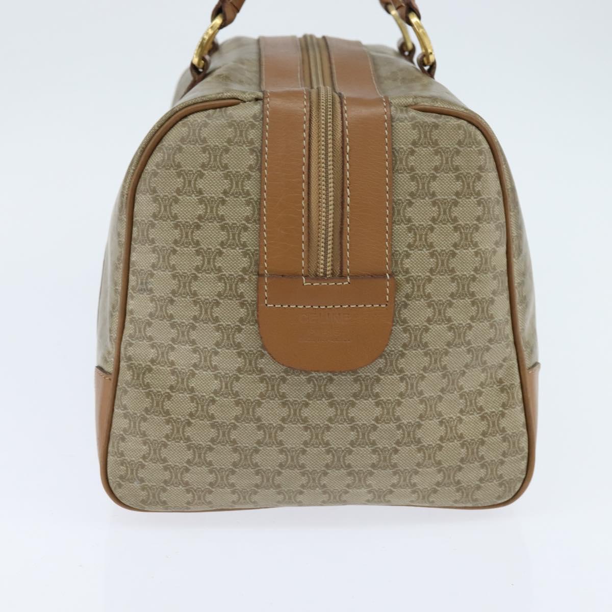 CELINE Macadam Canvas Boston Bag PVC Beige Gold Auth 151046