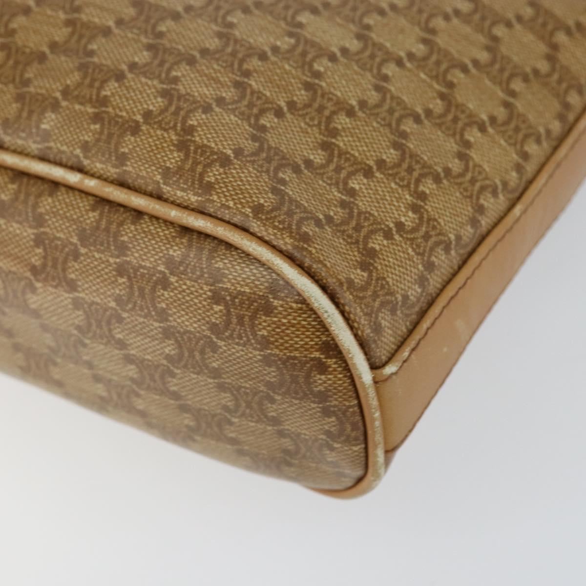 CELINE Macadam Canvas Shoulder Bag PVC Beige Gold Auth 151047