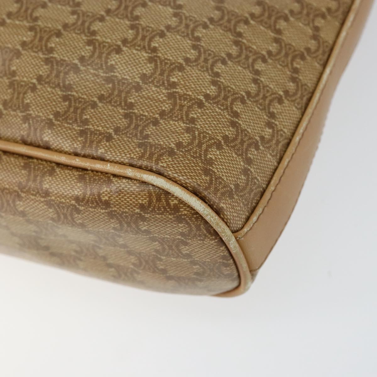 CELINE Macadam Canvas Shoulder Bag PVC Beige Gold Auth 151047