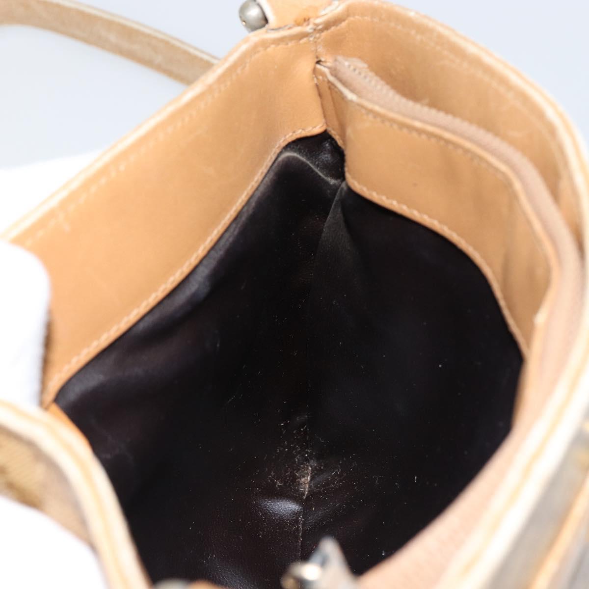 CELINE Macadam Canvas Shoulder Bag PVC Beige Gold Auth 151047