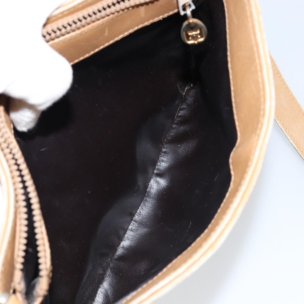 CELINE Macadam Canvas Shoulder Bag PVC Beige Gold Auth 151047