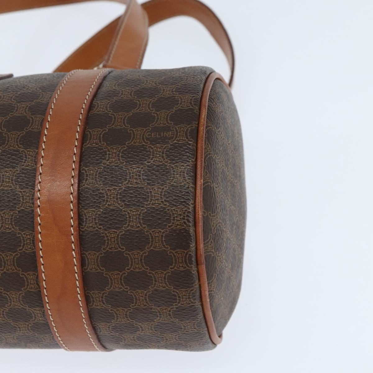 CELINE Macadam Canvas Shoulder Bag PVC Leather Brown Gold Auth 151048