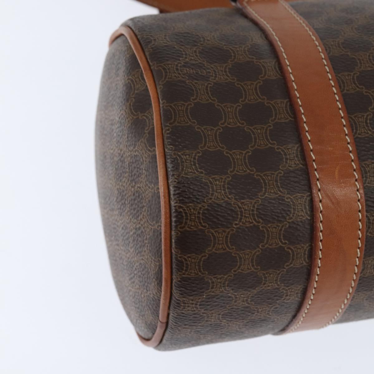 CELINE Macadam Canvas Shoulder Bag PVC Leather Brown Gold Auth 151048