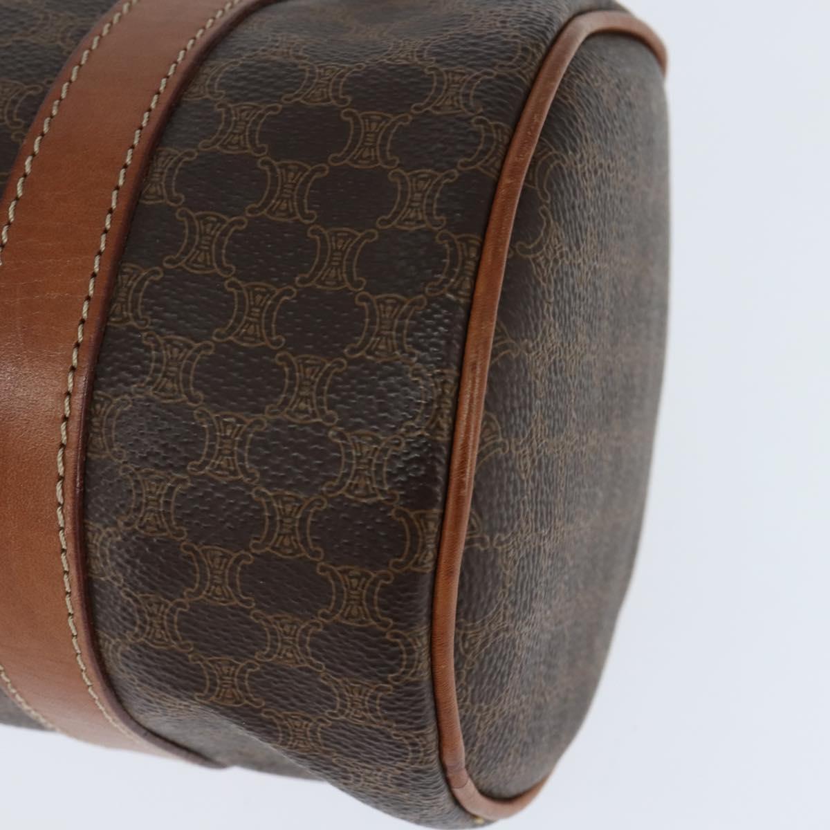 CELINE Macadam Canvas Shoulder Bag PVC Leather Brown Gold Auth 151048