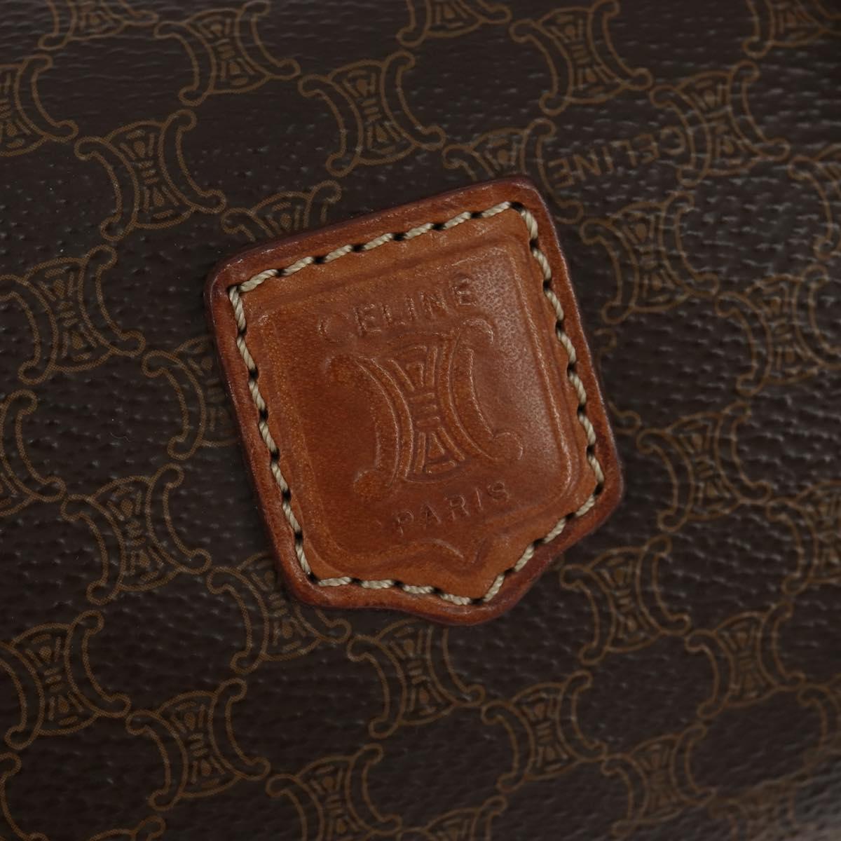 CELINE Macadam Canvas Shoulder Bag PVC Leather Brown Gold Auth 151048