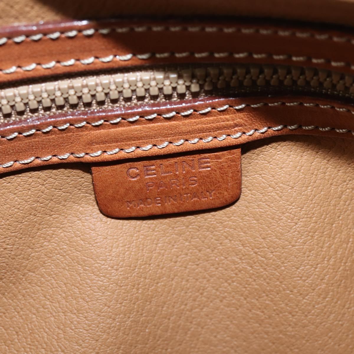 CELINE Macadam Canvas Shoulder Bag PVC Leather Brown Gold Auth 151048