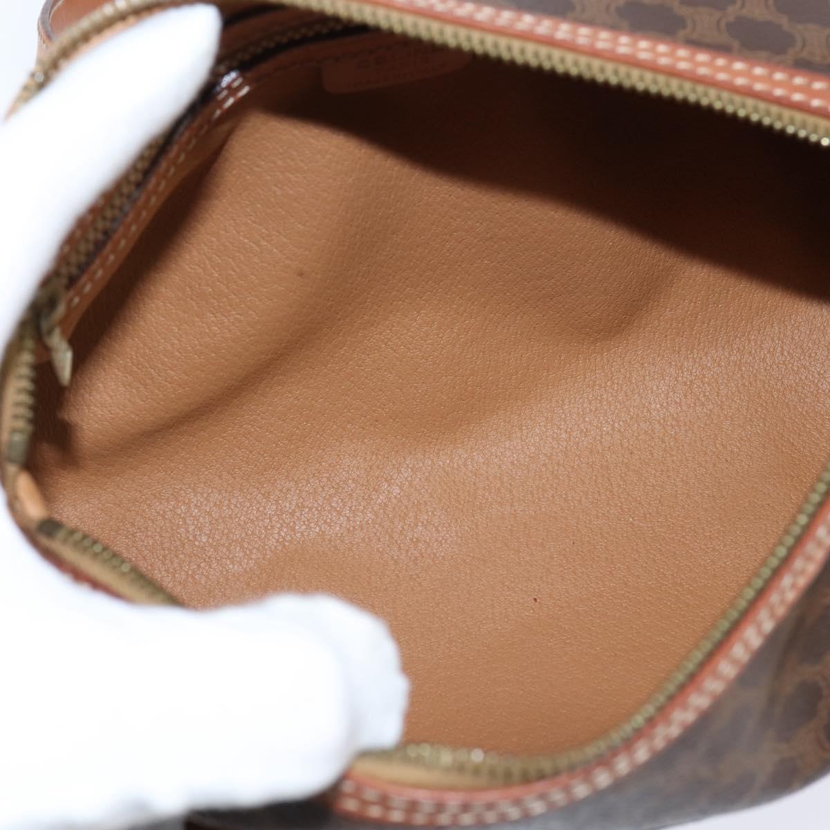 CELINE Macadam Canvas Shoulder Bag PVC Leather Brown Gold Auth 151048