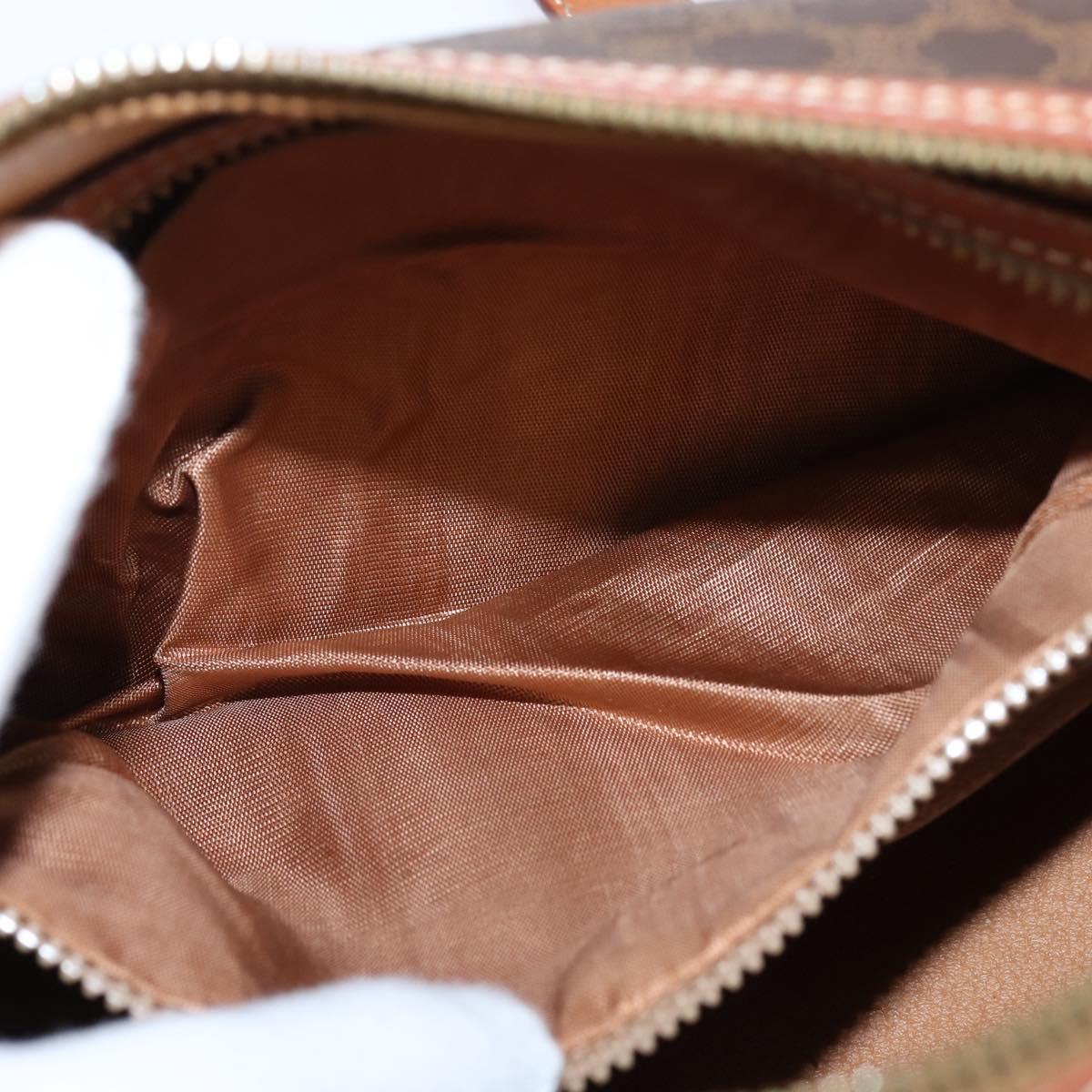 CELINE Macadam Canvas Shoulder Bag PVC Leather Brown Gold Auth 151048