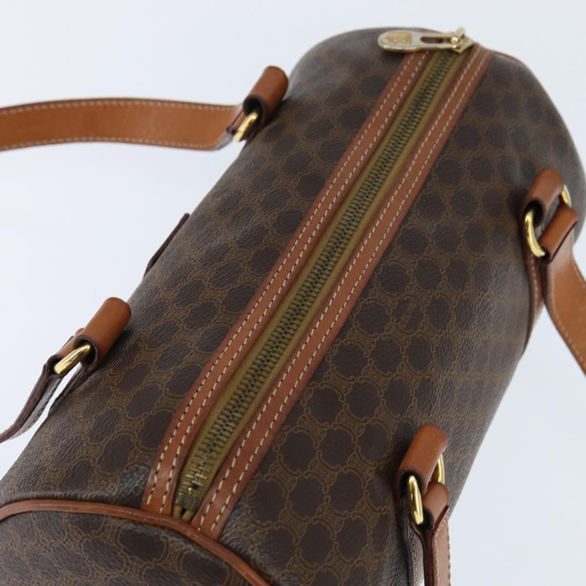 CELINE Macadam Canvas Shoulder Bag PVC Leather Brown Gold Auth 151048