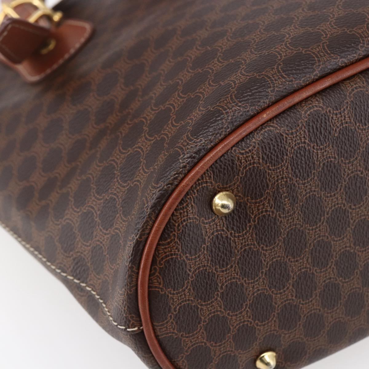 CELINE Macadam Canvas Tote Bag PVC Leather Brown Gold Auth 151049