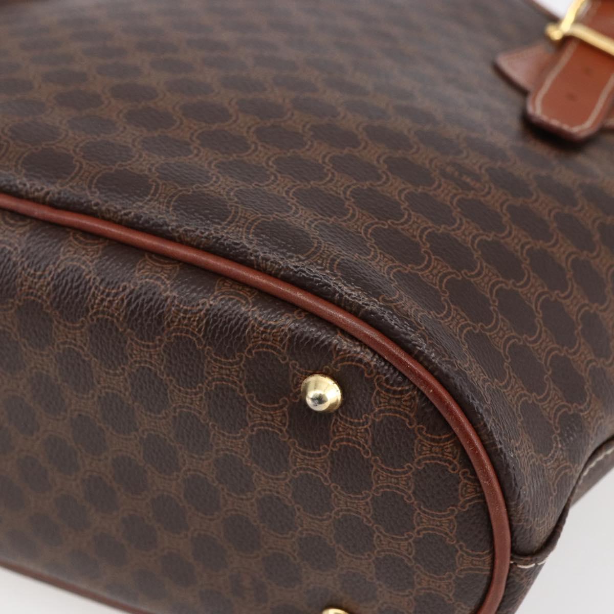 CELINE Macadam Canvas Tote Bag PVC Leather Brown Gold Auth 151049