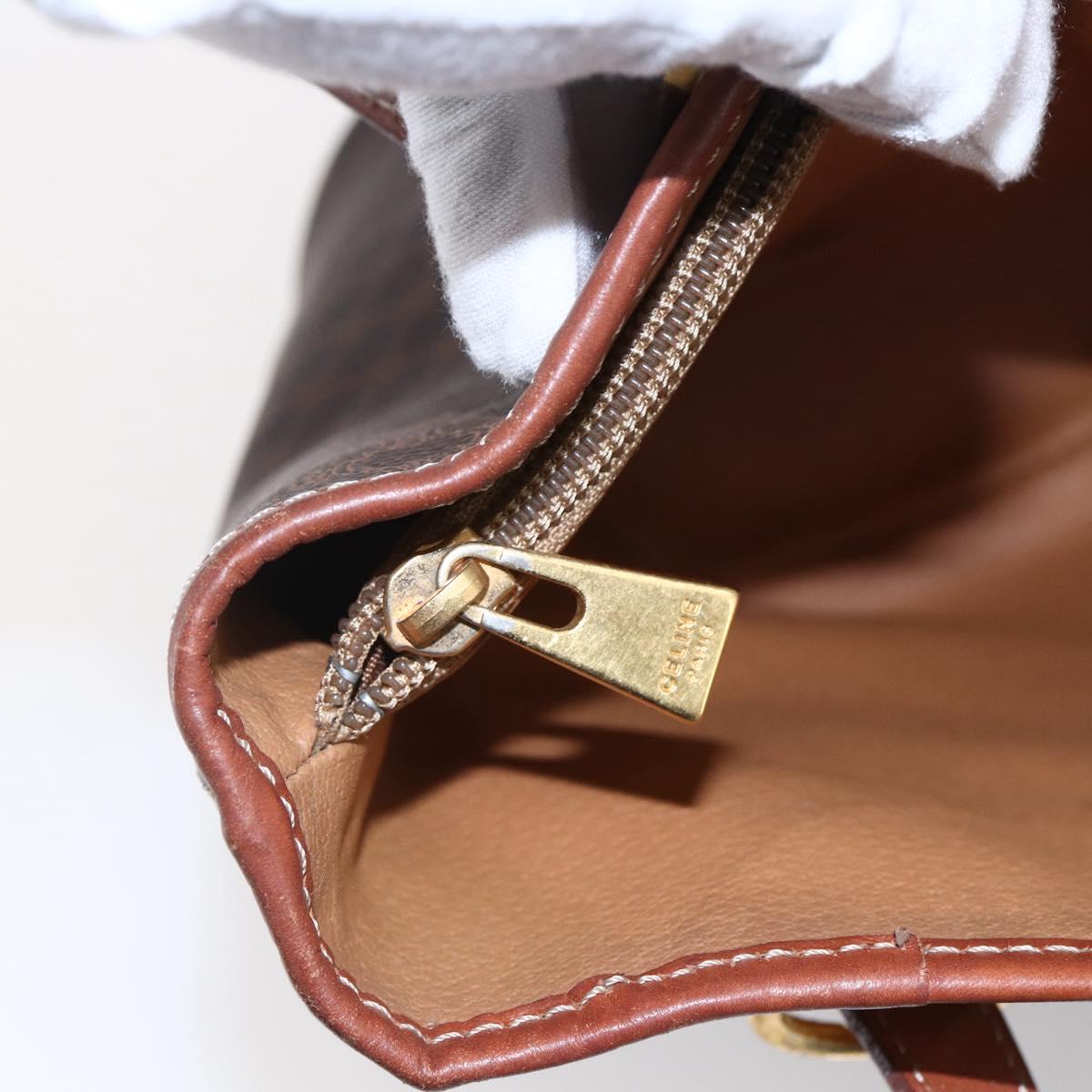 CELINE Macadam Canvas Tote Bag PVC Leather Brown Gold Auth 151049