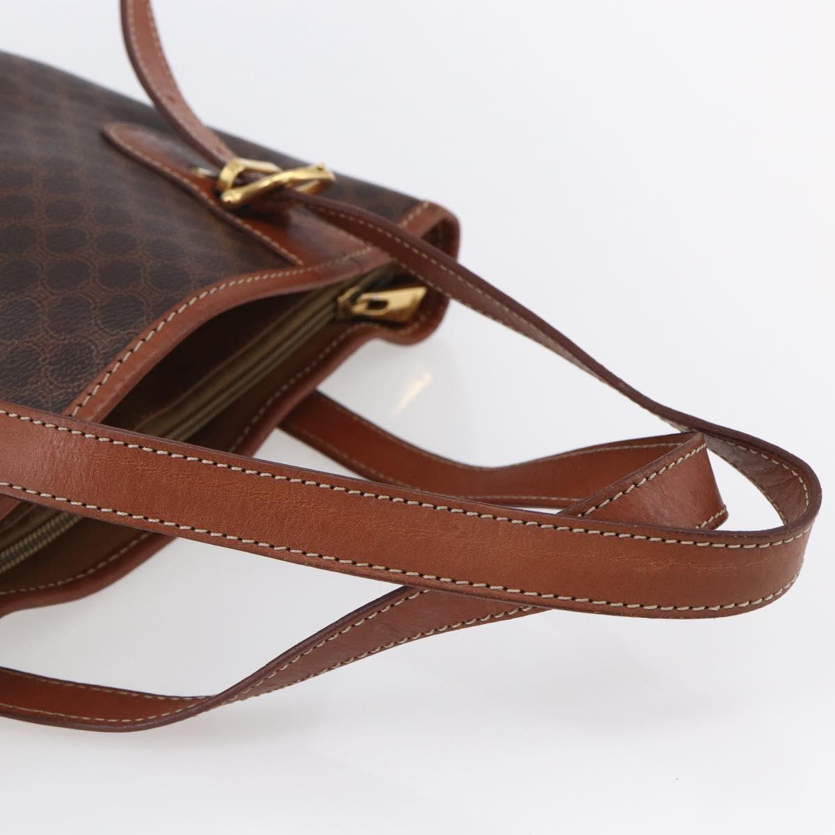 CELINE Macadam Canvas Tote Bag PVC Leather Brown Gold Auth 151049