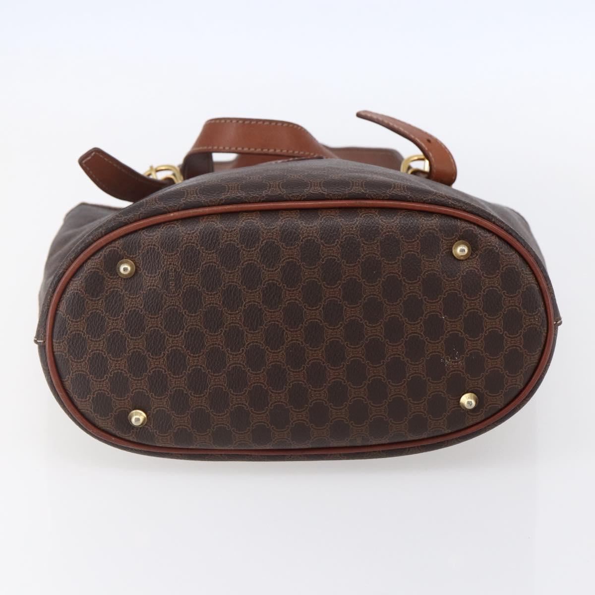 CELINE Macadam Canvas Tote Bag PVC Leather Brown Gold Auth 151049