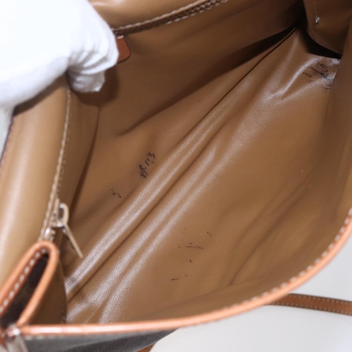 CELINE Macadam Canvas Shoulder Bag PVC Leather Brown Gold Auth 151050