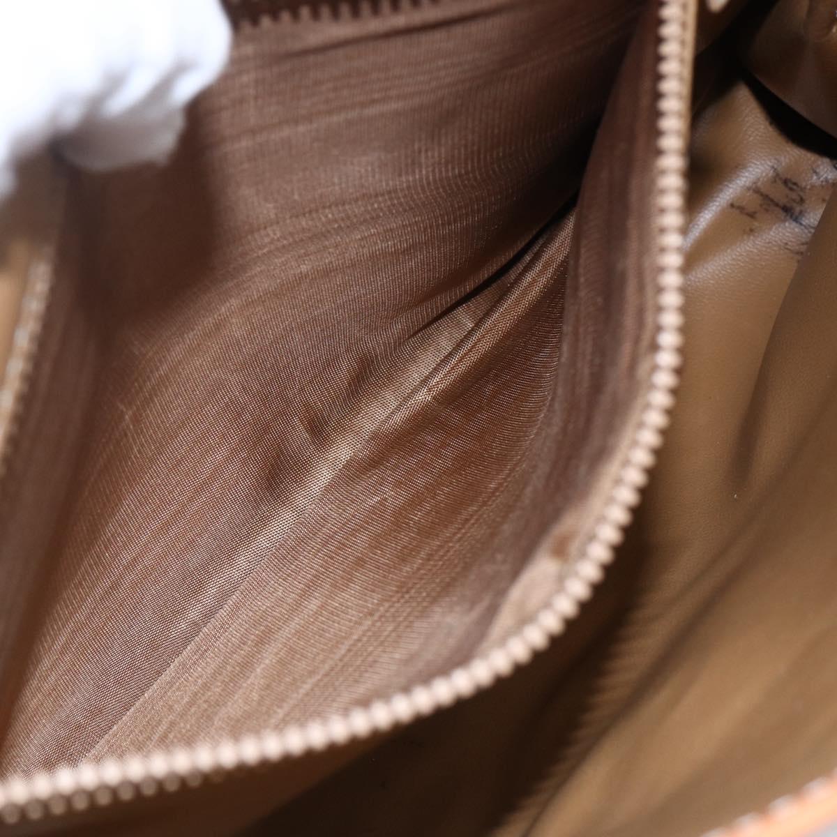 CELINE Macadam Canvas Shoulder Bag PVC Leather Brown Gold Auth 151050