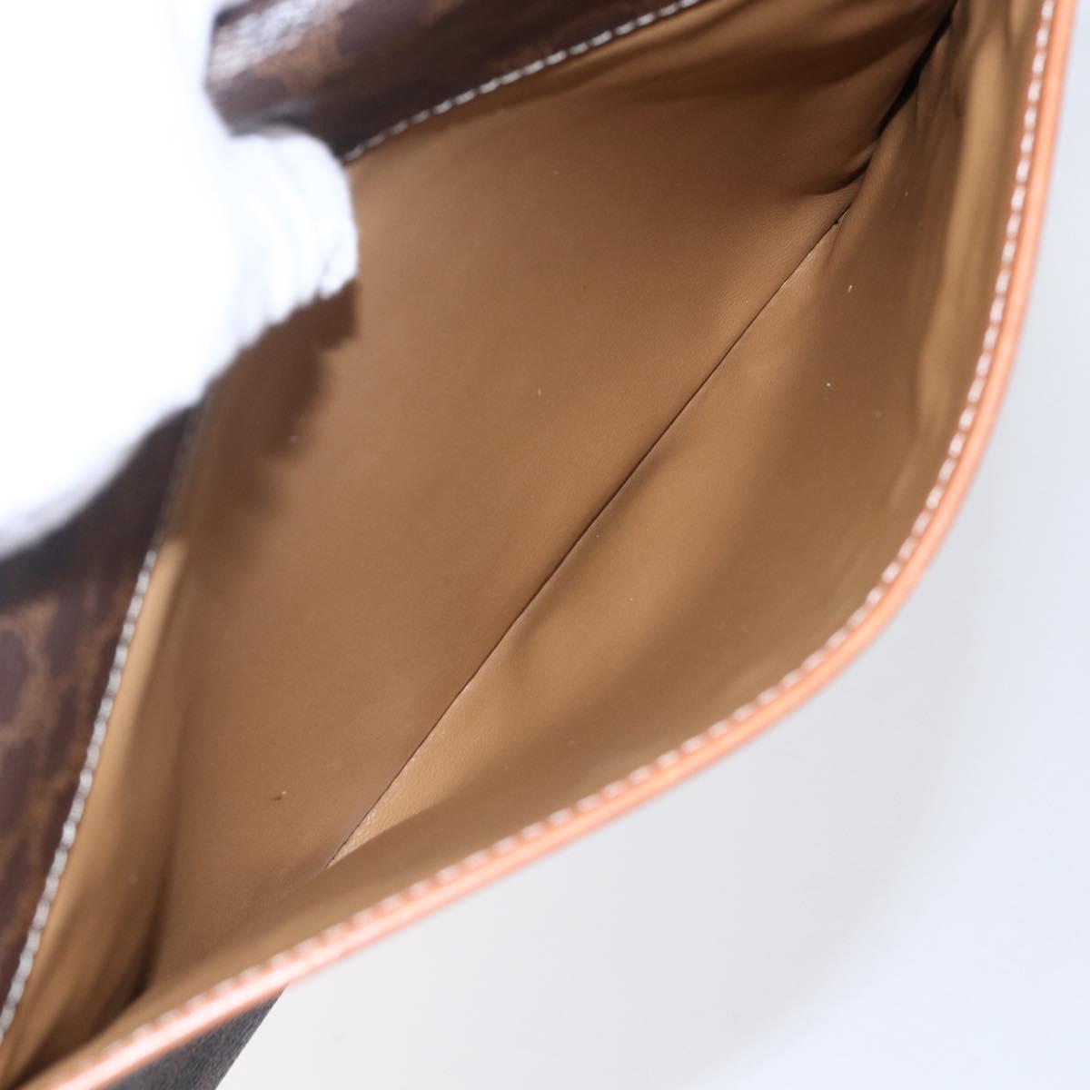 CELINE Macadam Canvas Shoulder Bag PVC Leather Brown Gold Auth 151050