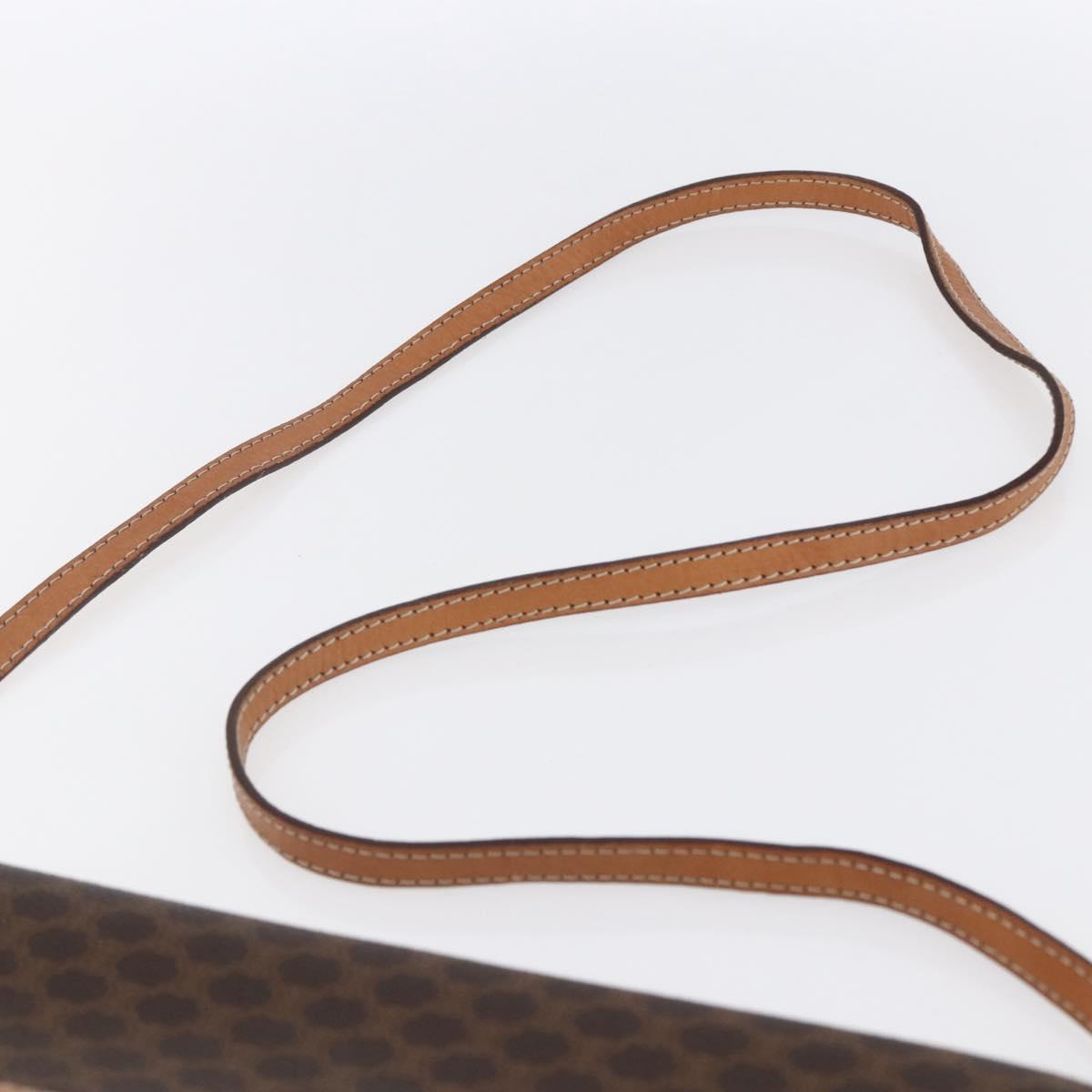 CELINE Macadam Canvas Shoulder Bag PVC Leather Brown Gold Auth 151050