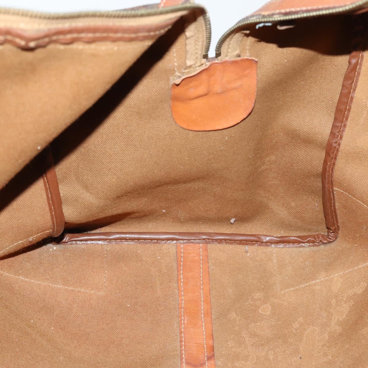 CELINE Macadam Canvas Boston Bag PVC Brown Gold Auth 151052