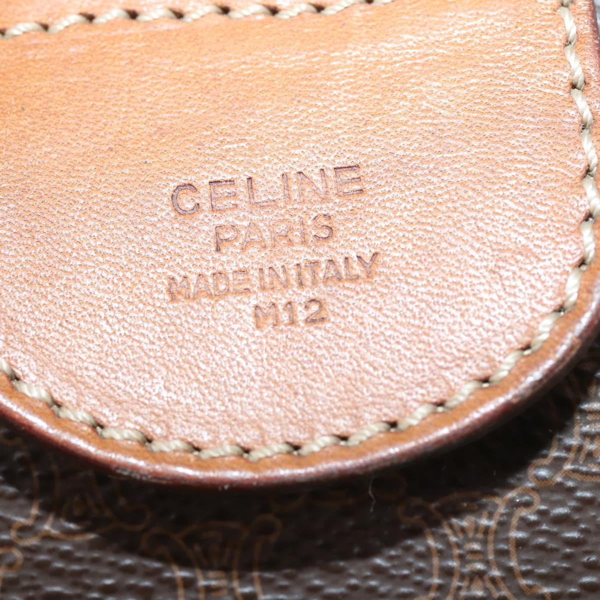 CELINE Macadam Canvas Boston Bag PVC Brown Gold Auth 151052