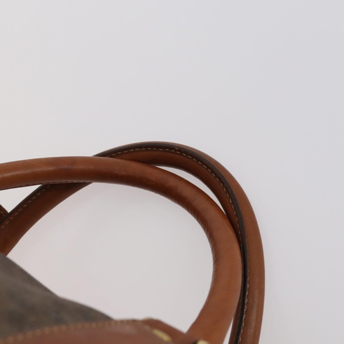 CELINE Macadam Canvas Boston Bag PVC Brown Gold Auth 151052