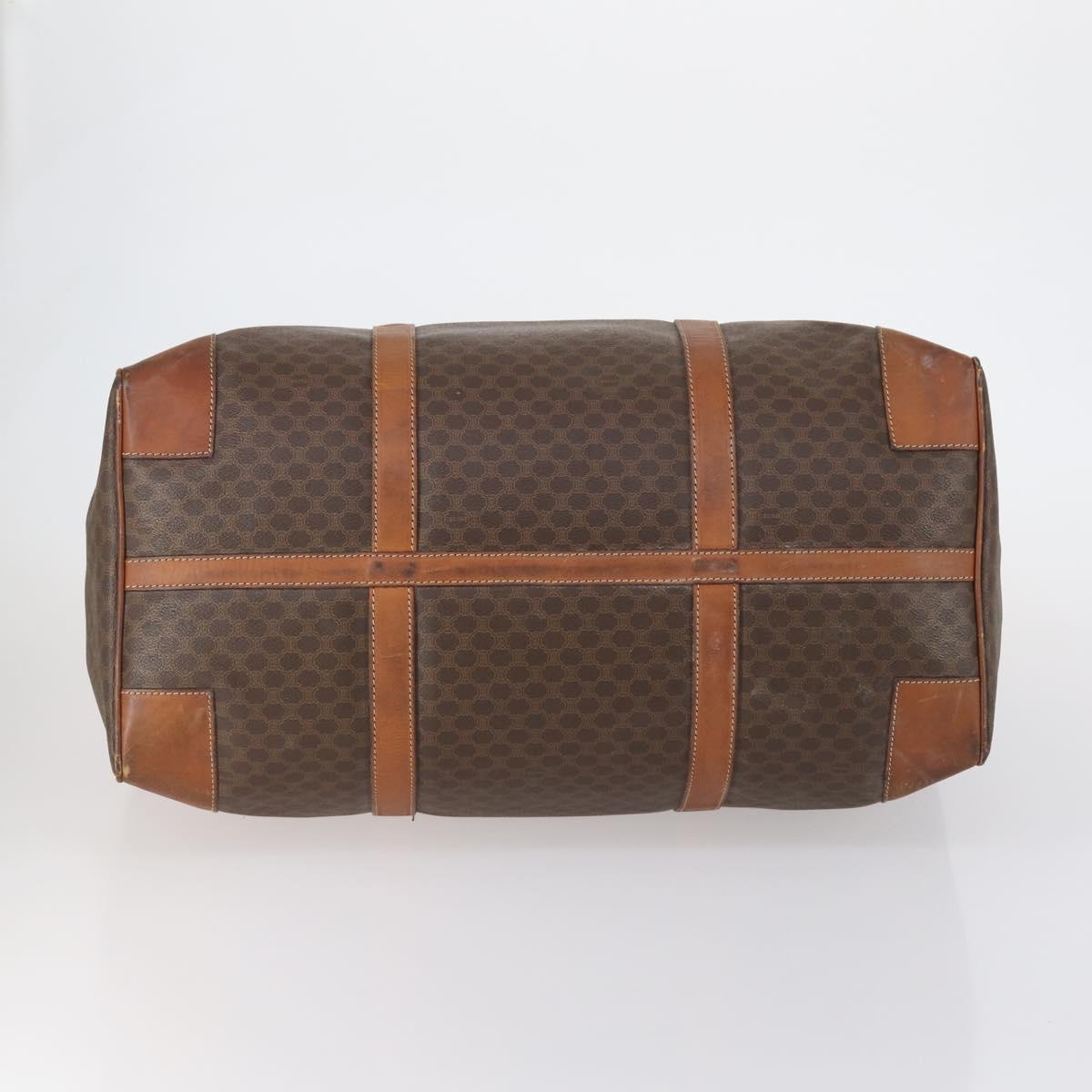 CELINE Macadam Canvas Boston Bag PVC Brown Gold Auth 151052