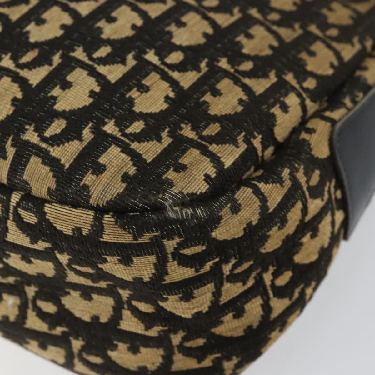 Christian Dior Trotter Canvas Shoulder Bag Navy Gold Auth 151053