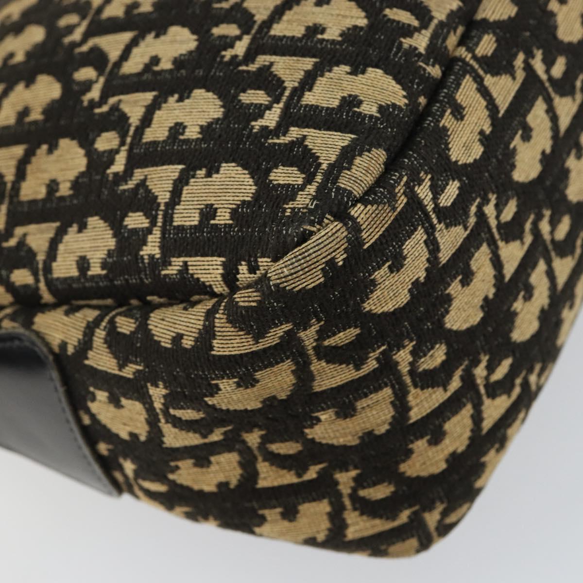 Christian Dior Trotter Canvas Shoulder Bag Navy Gold Auth 151053