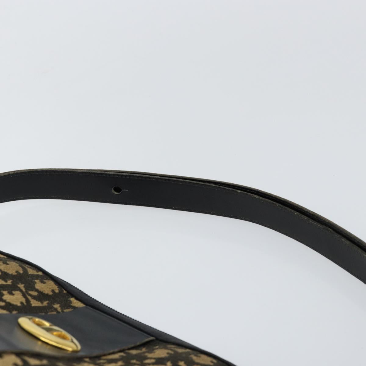 Christian Dior Trotter Canvas Shoulder Bag Navy Gold Auth 151053