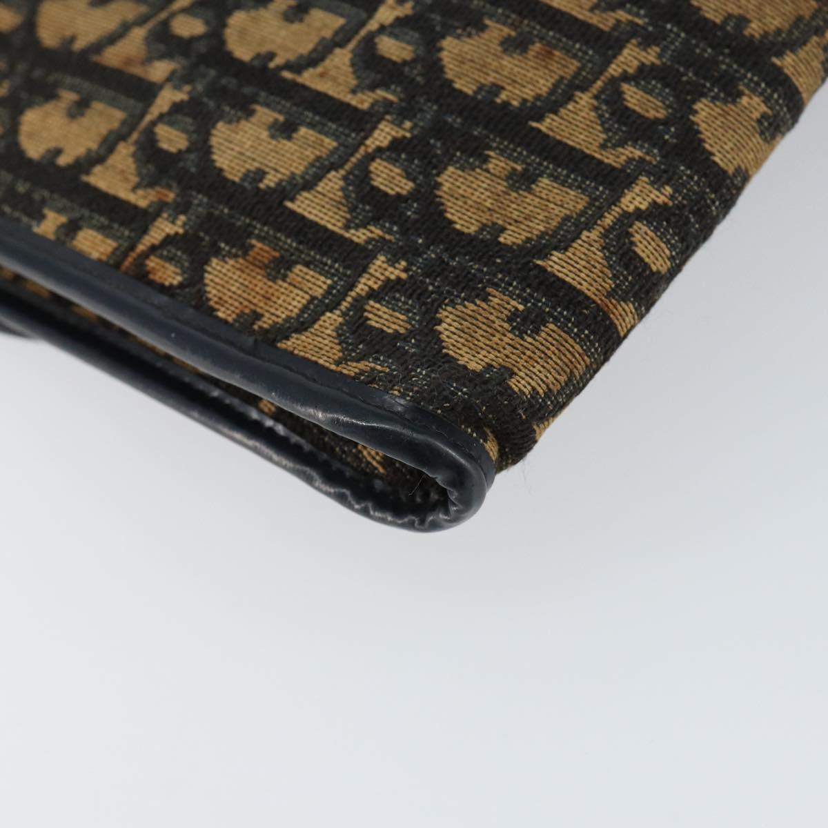 Christian Dior Trotter Canvas Chain Shoulder Bag Navy Gold Auth 151055