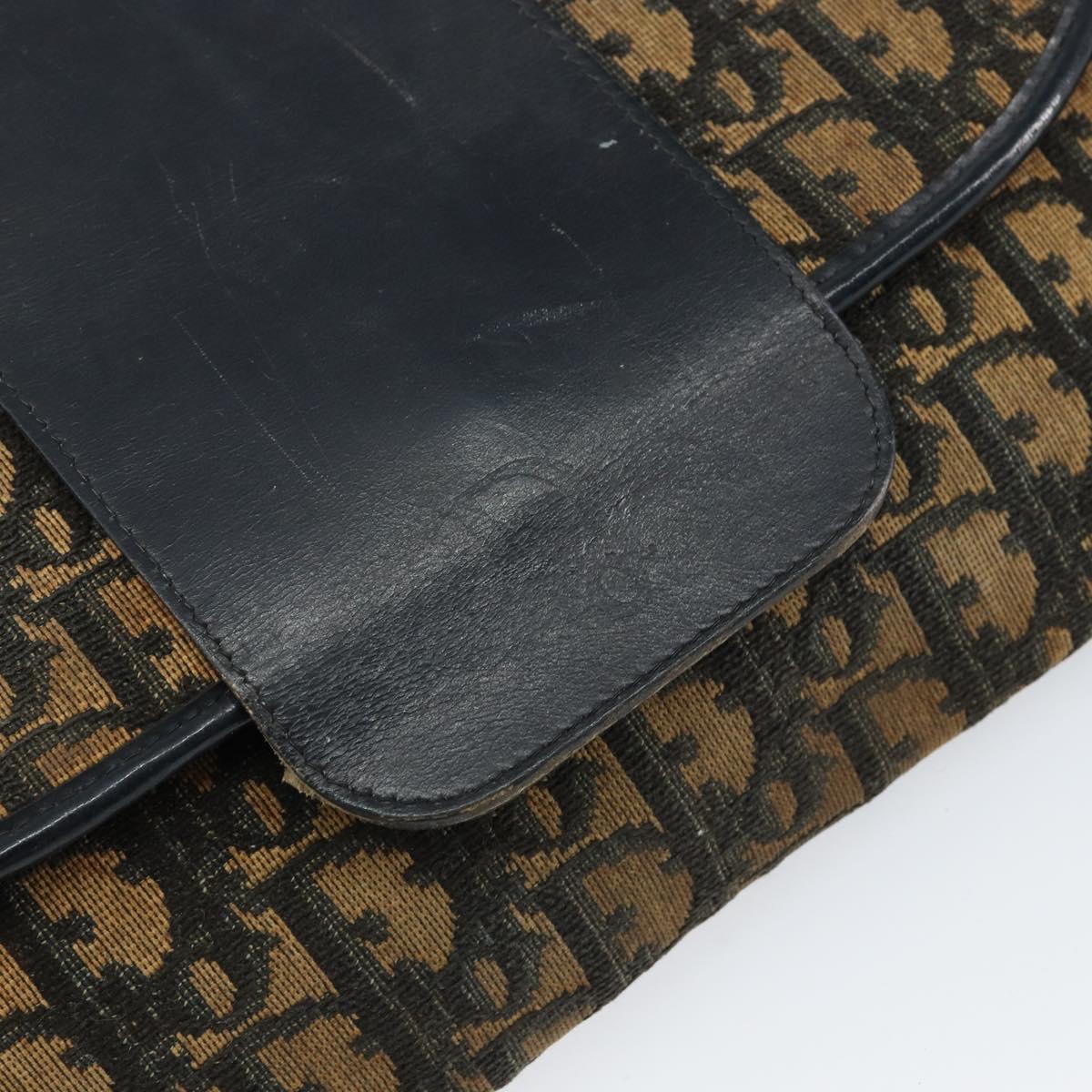 Christian Dior Trotter Canvas Chain Shoulder Bag Navy Gold Auth 151055