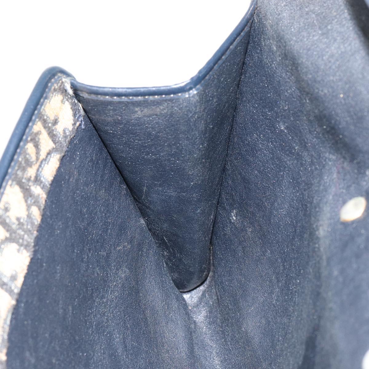 Christian Dior Trotter Canvas Chain Shoulder Bag Navy Gold Auth 151055