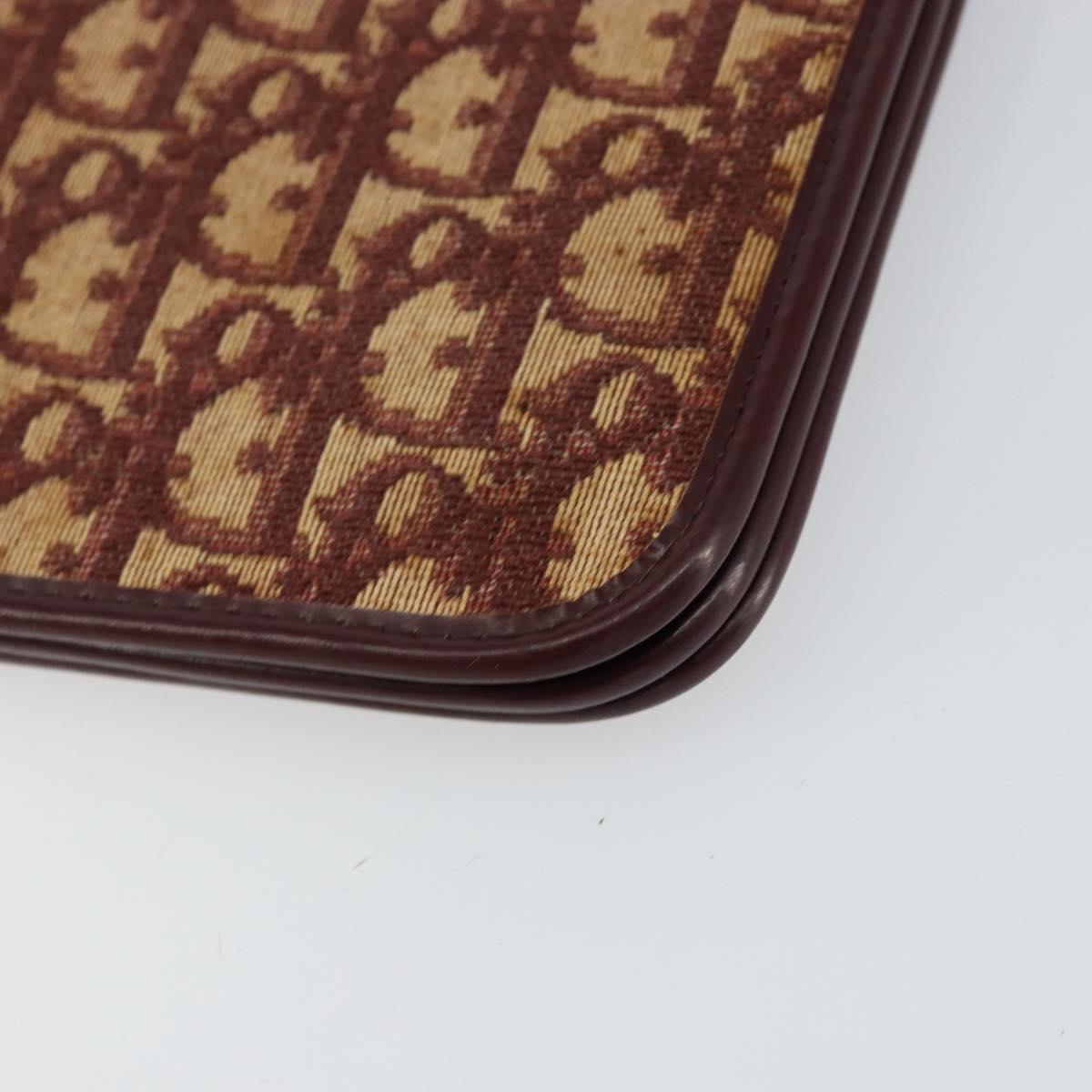 Christian Dior Trotter Canvas Chain Shoulder Bag Red Gold Auth 151057