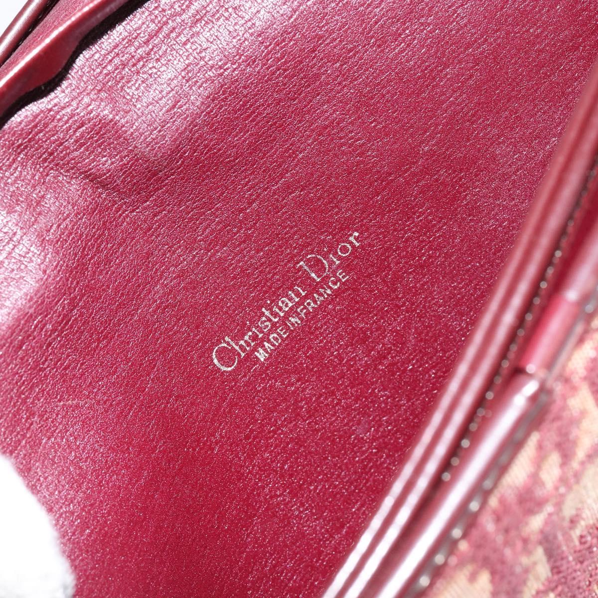 Christian Dior Trotter Canvas Chain Shoulder Bag Red Gold Auth 151057