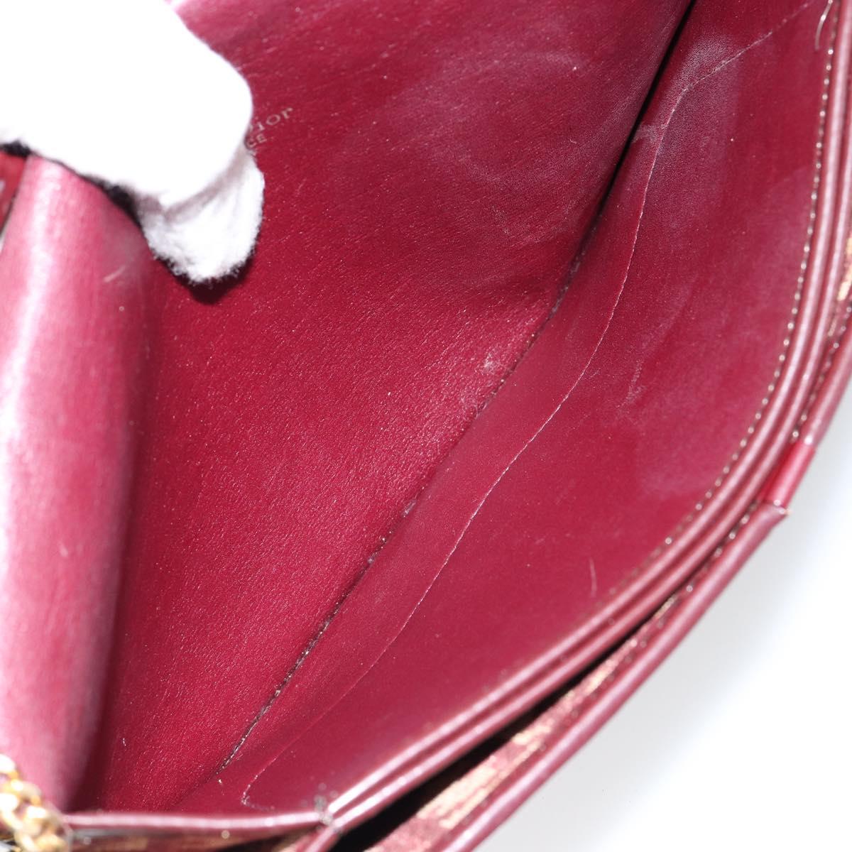 Christian Dior Trotter Canvas Chain Shoulder Bag Red Gold Auth 151057