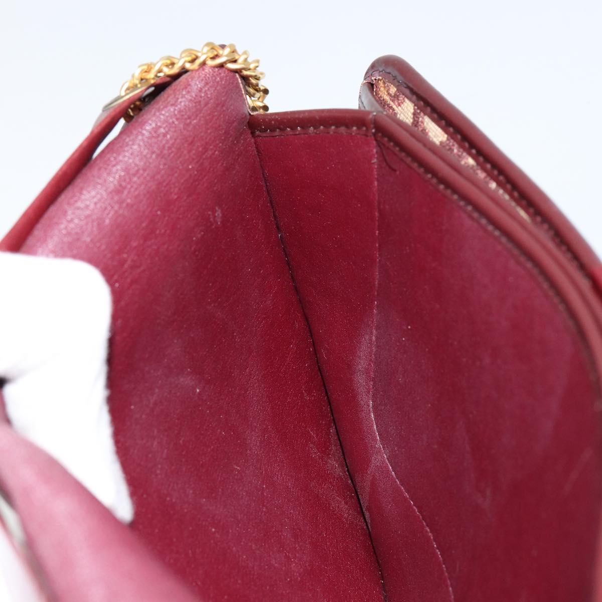 Christian Dior Trotter Canvas Chain Shoulder Bag Red Gold Auth 151057