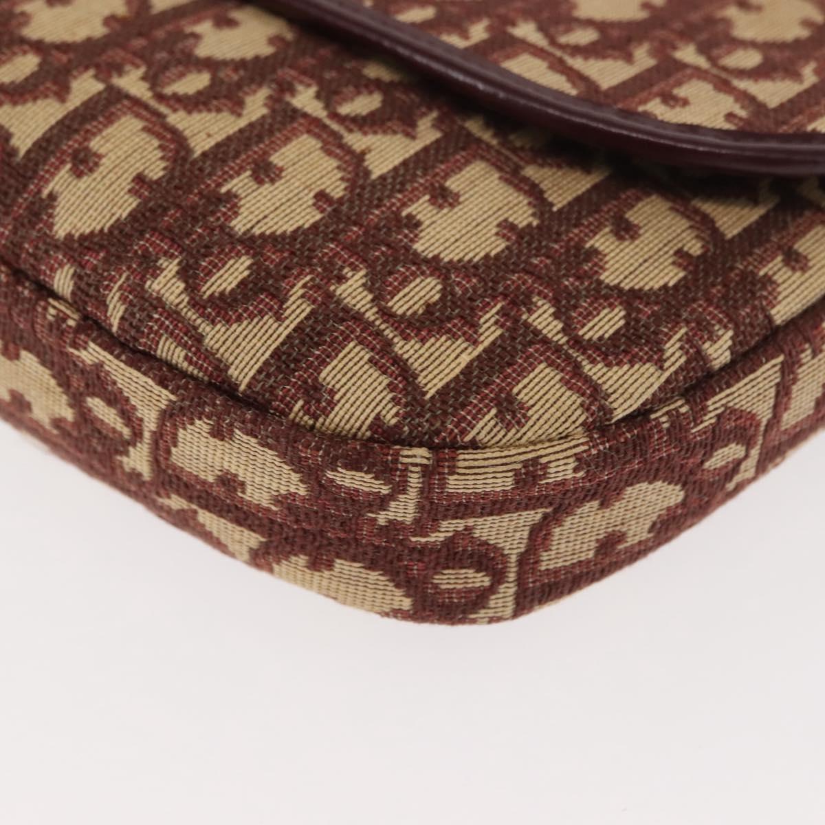 Christian Dior Trotter Canvas Shoulder Bag Red Gold Auth 151058