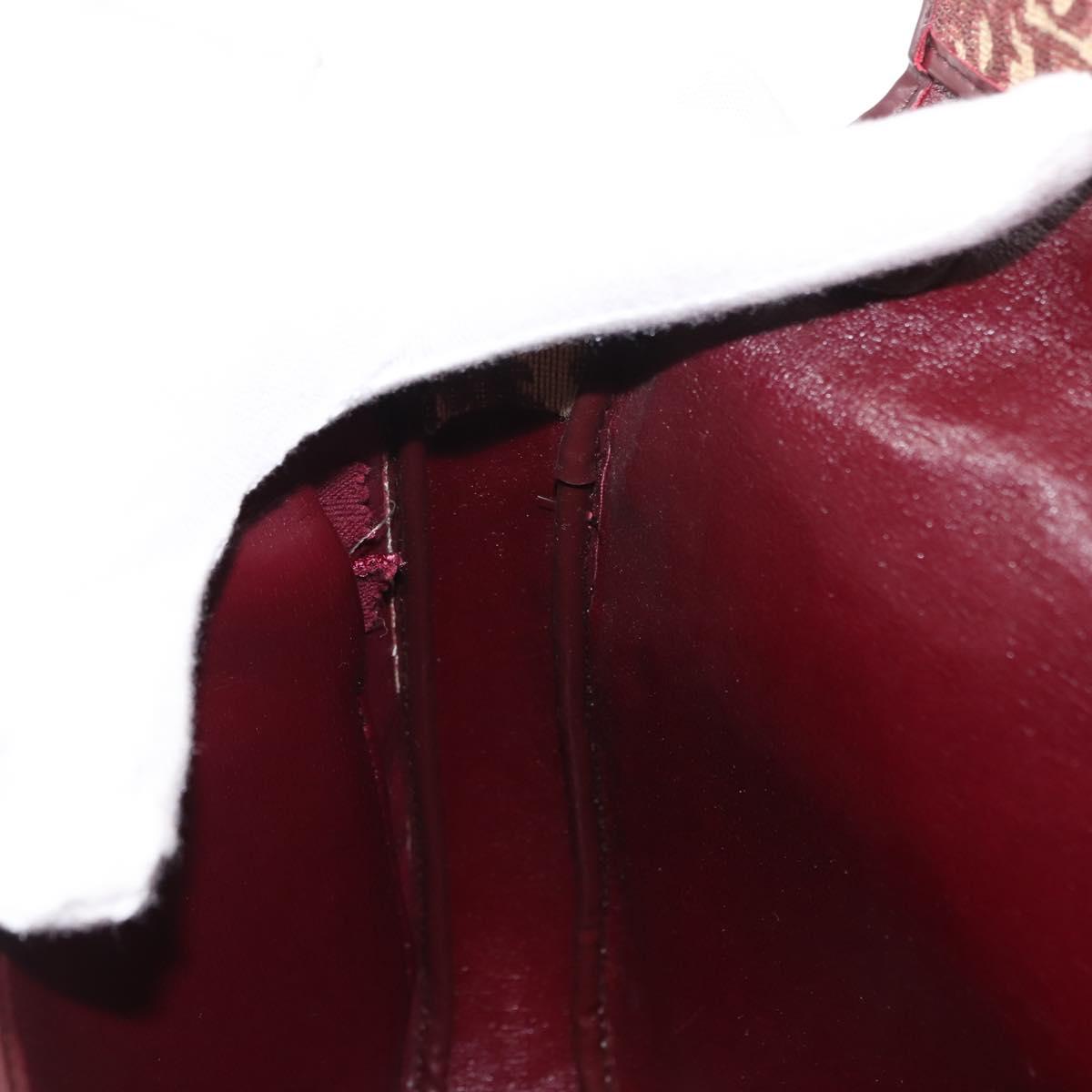 Christian Dior Trotter Canvas Shoulder Bag Red Gold Auth 151058