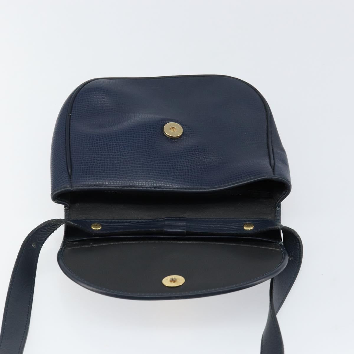 Christian Dior Shoulder Bag Leather Navy Gold Auth 151060