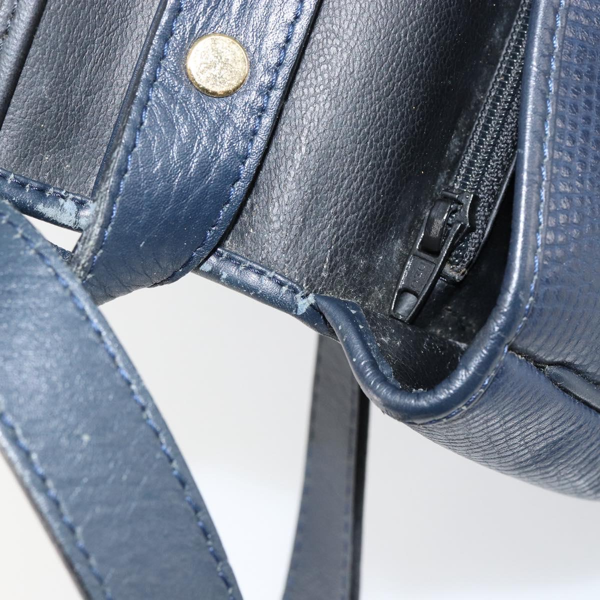 Christian Dior Shoulder Bag Leather Navy Gold Auth 151060